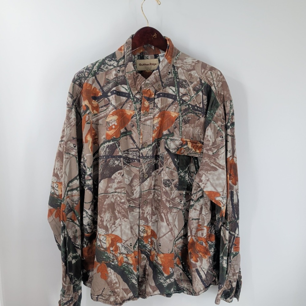 Vintage 90s Y2K Outfitters Ridge Fusion-3D Camouflage Button-Down Shirt Sz‎ 2XL